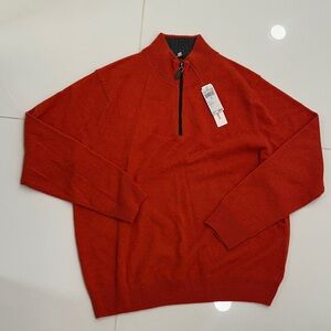 Men's Red Half-Zip 100% cashmere Sweater